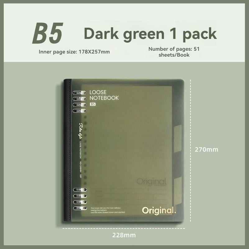 A5/B5 Loose-Leaf Notebook — 46 Sheets, Soft Spine & Detachable Pages
