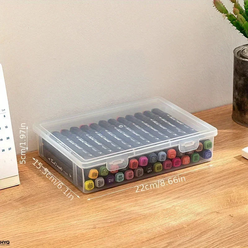Large Capacity Clear Pencil Case, Transparent Plastic Storage Box for Markers, Colored Pencils, Sketch and Art Supplies
