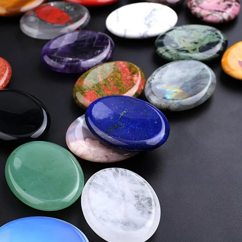Natural Crystal Worry Stone — Hand-Carved Pocket Meditation Thumbstone
