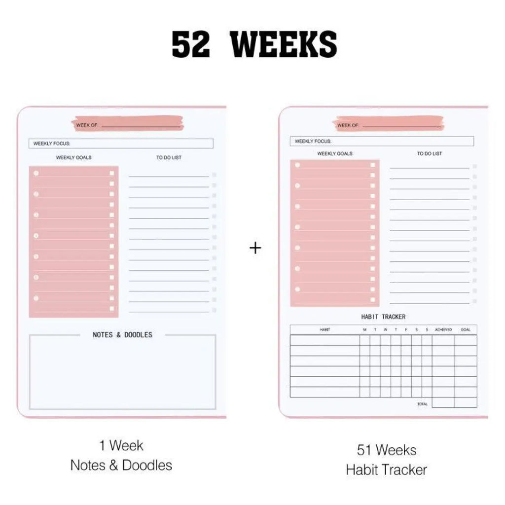 A5 Tree Pattern Spiral Weekly Planner Notebook, 52-Week Schedule Organizer for Office, School and Study