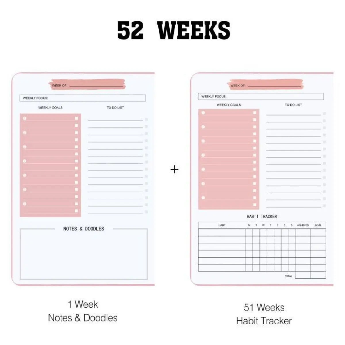 A5 Tree Pattern Spiral Weekly Planner Notebook, 52-Week Schedule Organizer for Office, School and Study