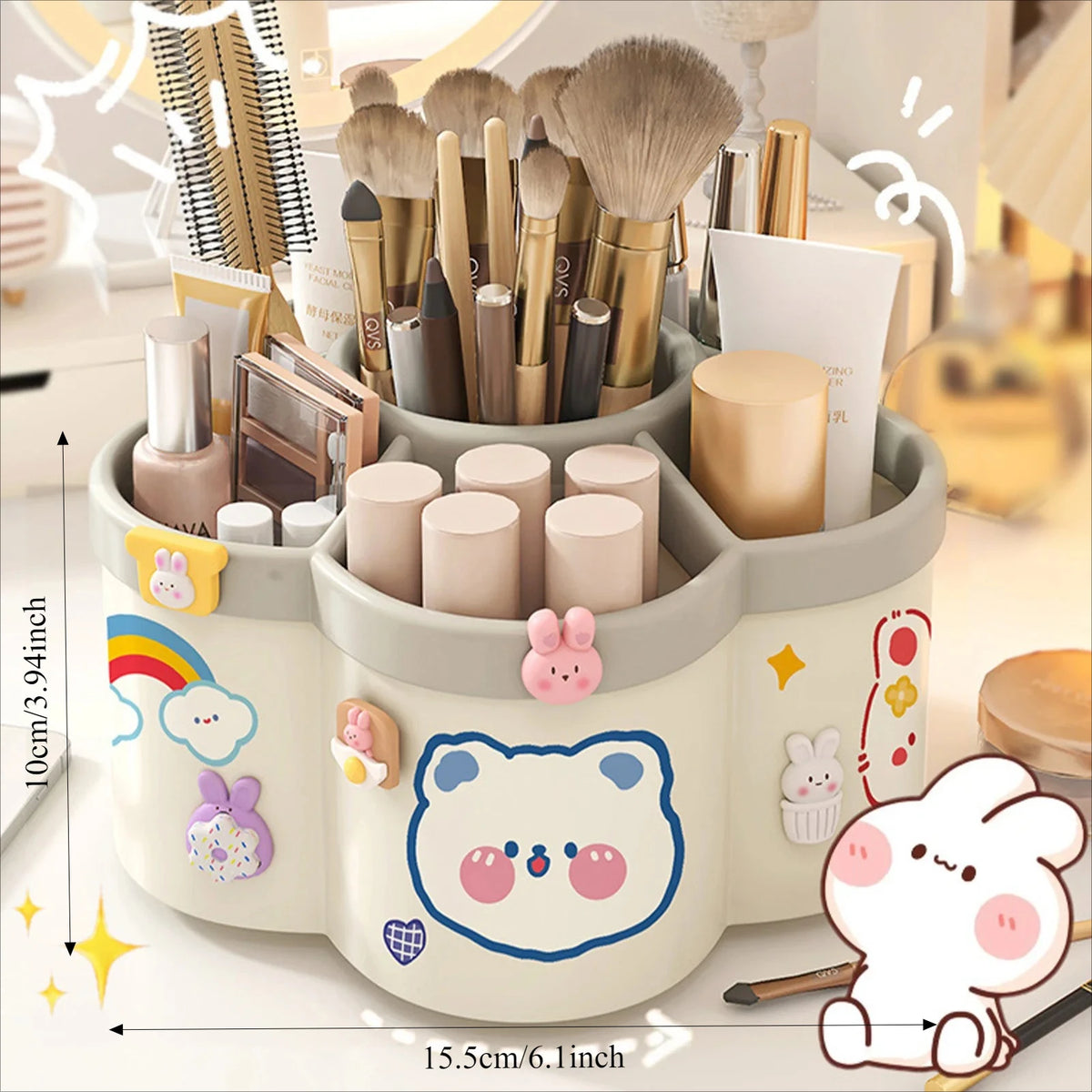 Rotating Pen Holder Desk Organizer, Large Capacity 360° Pencil and Stationery Storage Box for Students, Dorm, Classroom and Home Office
