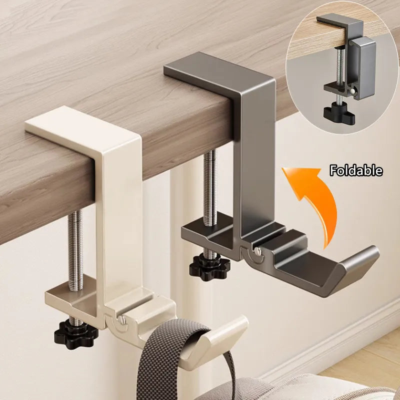 Adjustable Foldable Under Desk Headphone Hook and Backpack Hanger Clamp Holder