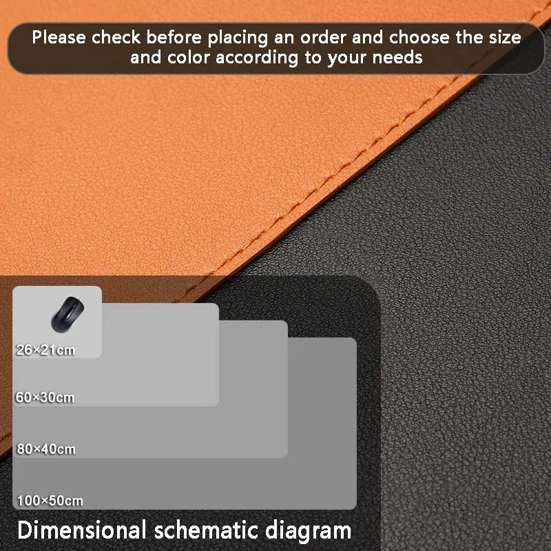 Large Size Office Desk Leather Waterproof Mat Mouse Pad — Multiple Colors & Sizes