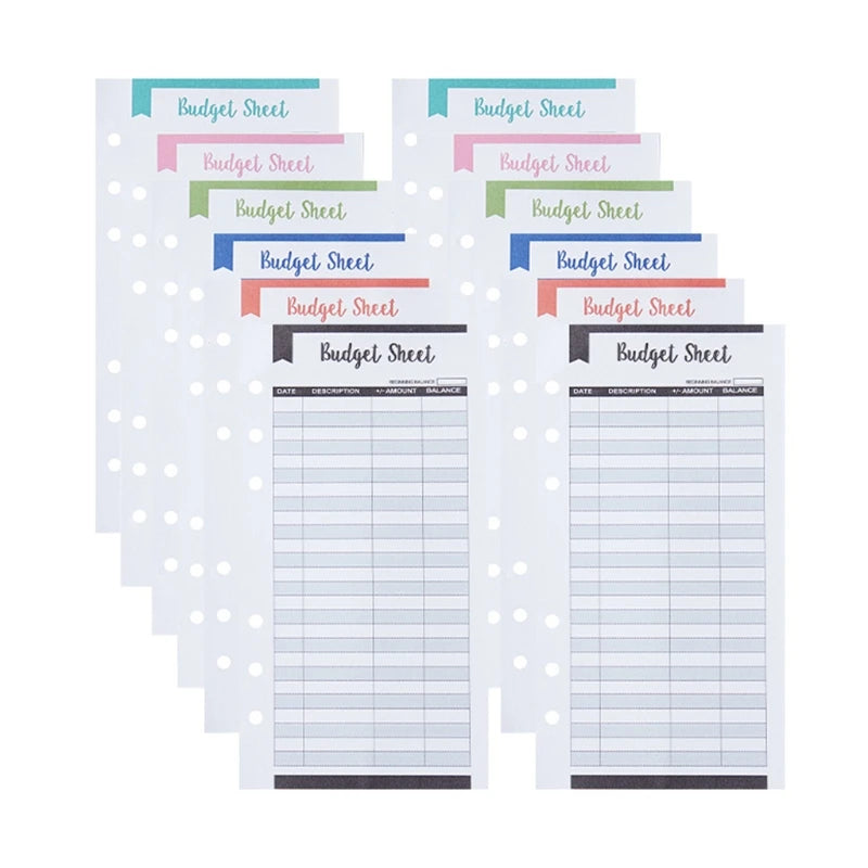 12-Pack Expense Tracker Budget Sheets — Double-Sided Cash Envelope Ledger Inserts