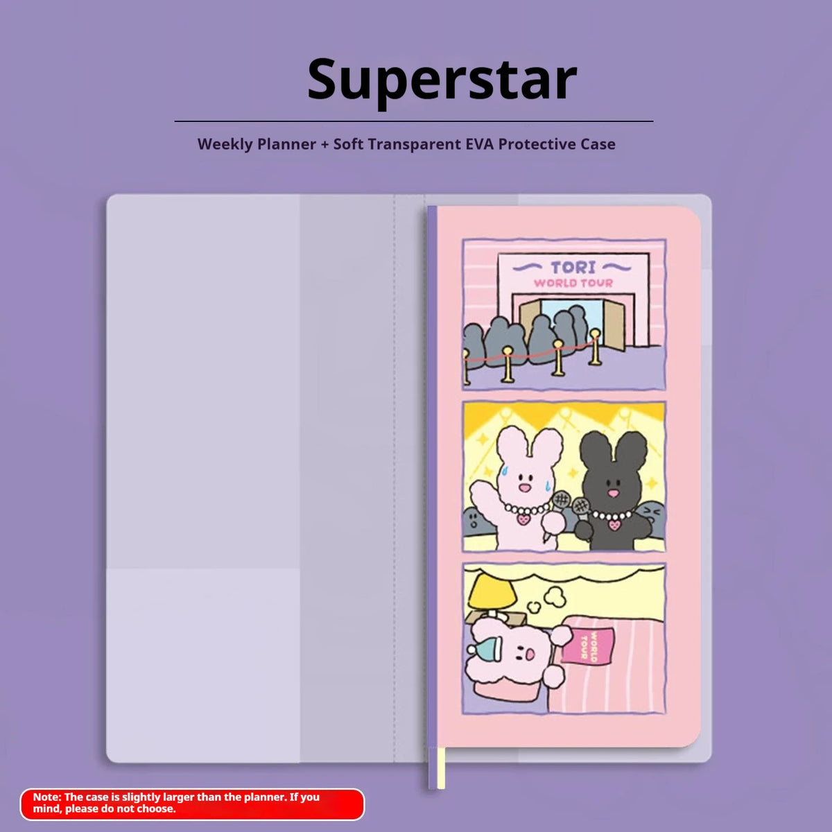 Undated Weekly Planner Book with Illustrated Cover Designs, Daily Schedule Organizer Notebook with Optional Planner Cover