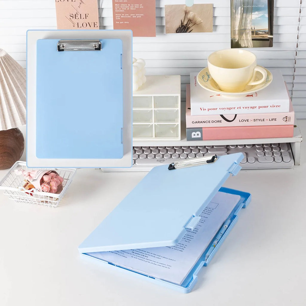 A4 Clipboard Folder with Storage Box for School Papers and Office Documents