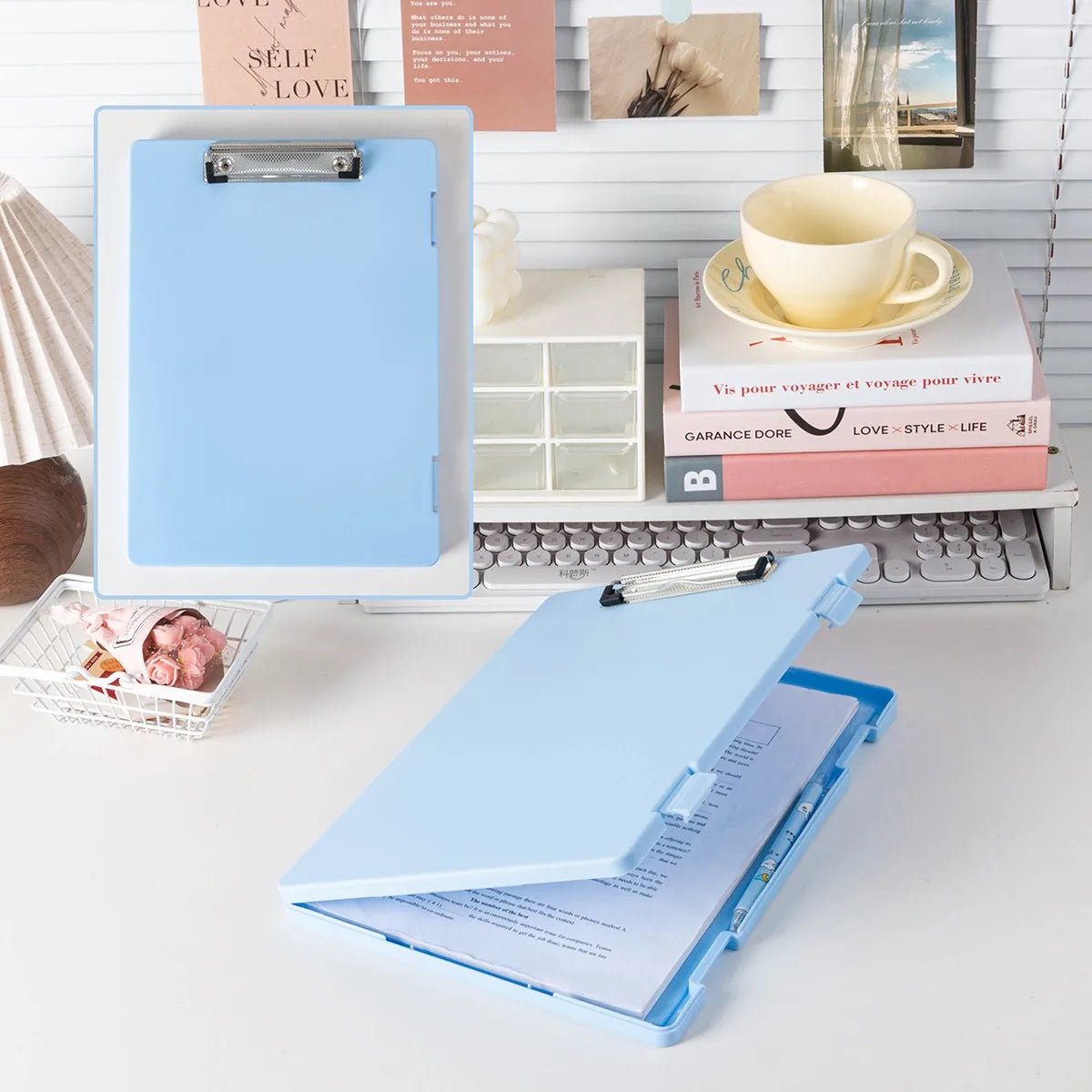 A4 Clipboard Folder with Storage Box for School Papers and Office Documents