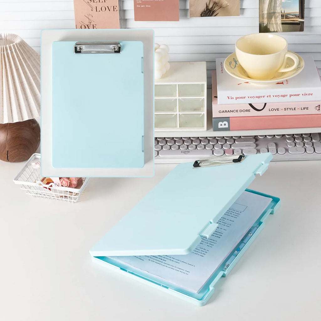 A4 Clipboard Folder with Storage Box for School Papers and Office Documents