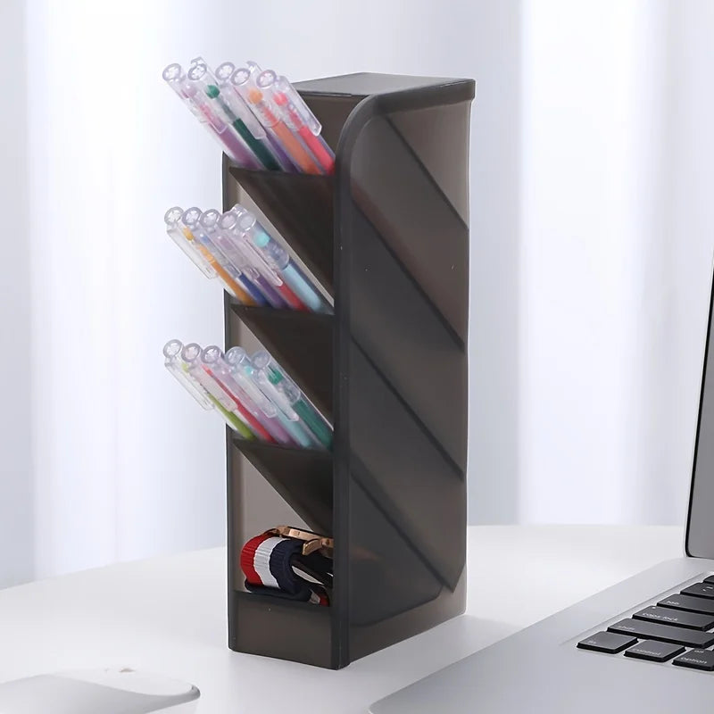 Multi-Layer Angled Pen Holder Stationery Organizer for Desk and Office Supplies