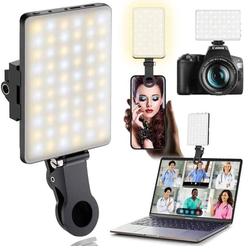 LED Portable Clip-on Selfie Light for Phone, Laptop and Camera, Video Conference Lighting with 3 Light Modes