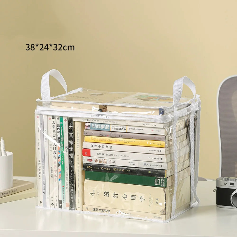 Foldable Clear Book Storage Bag with Carry Handles
