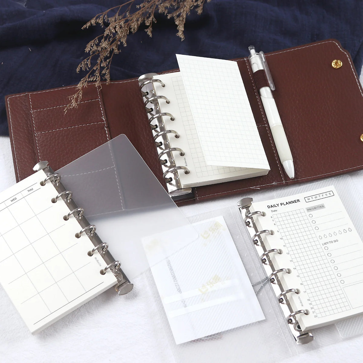 A7 Loose Leaf Notebook Refill Paper, 50 Sheet Binder Inserts in Weekly, Monthly, To Do, Grid, Lined and Blank Styles