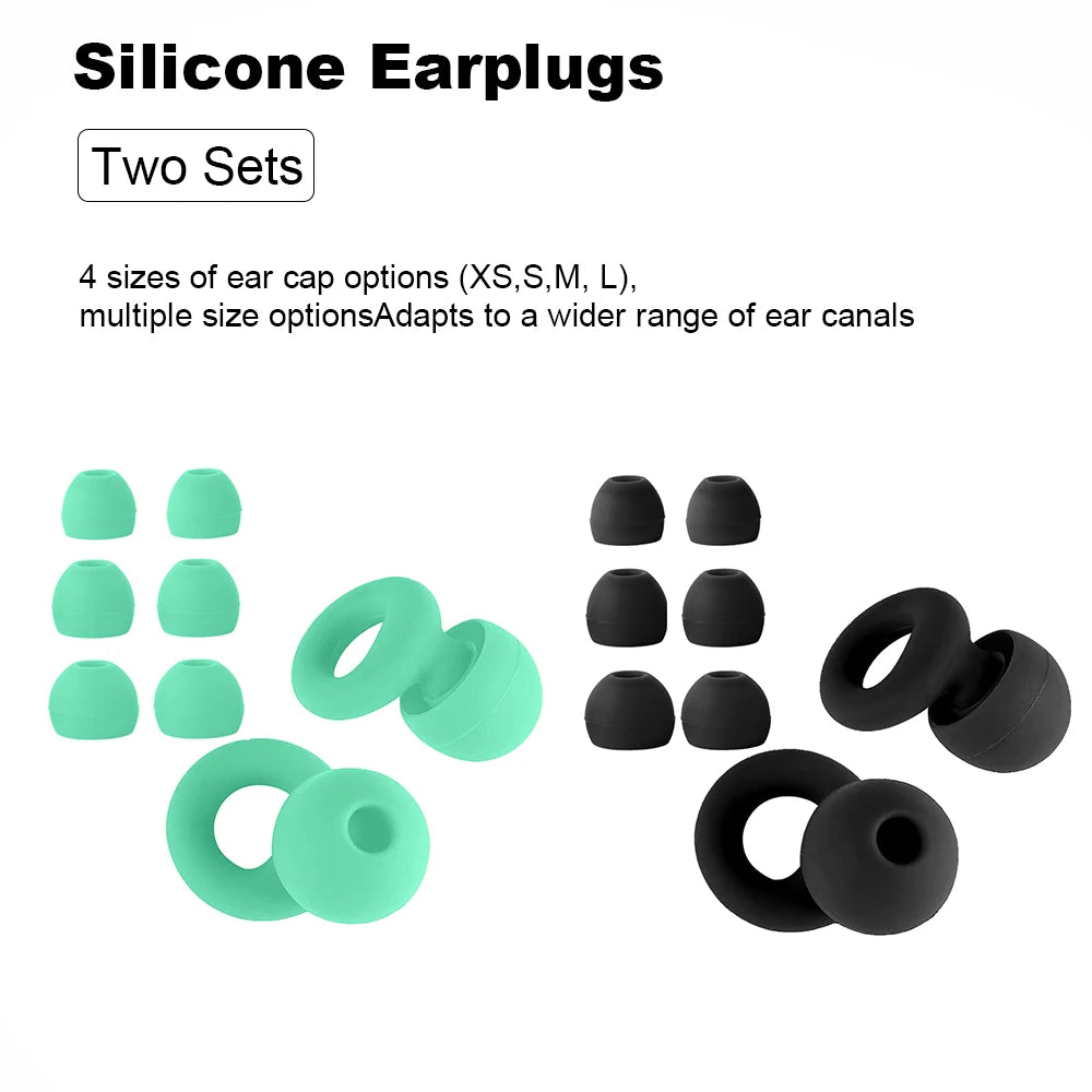 Quiet Ear Plugs for Noise Reduction — Soft Reusable Hearing Protection for Sleep, Swim & Work, 8 Tips in XS/S/M/L