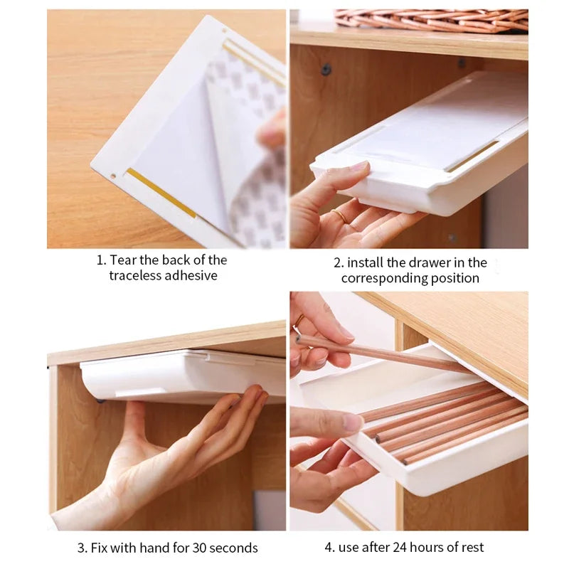 Self-Adhesive Under-Desk Drawer Organizer, Three Sizes