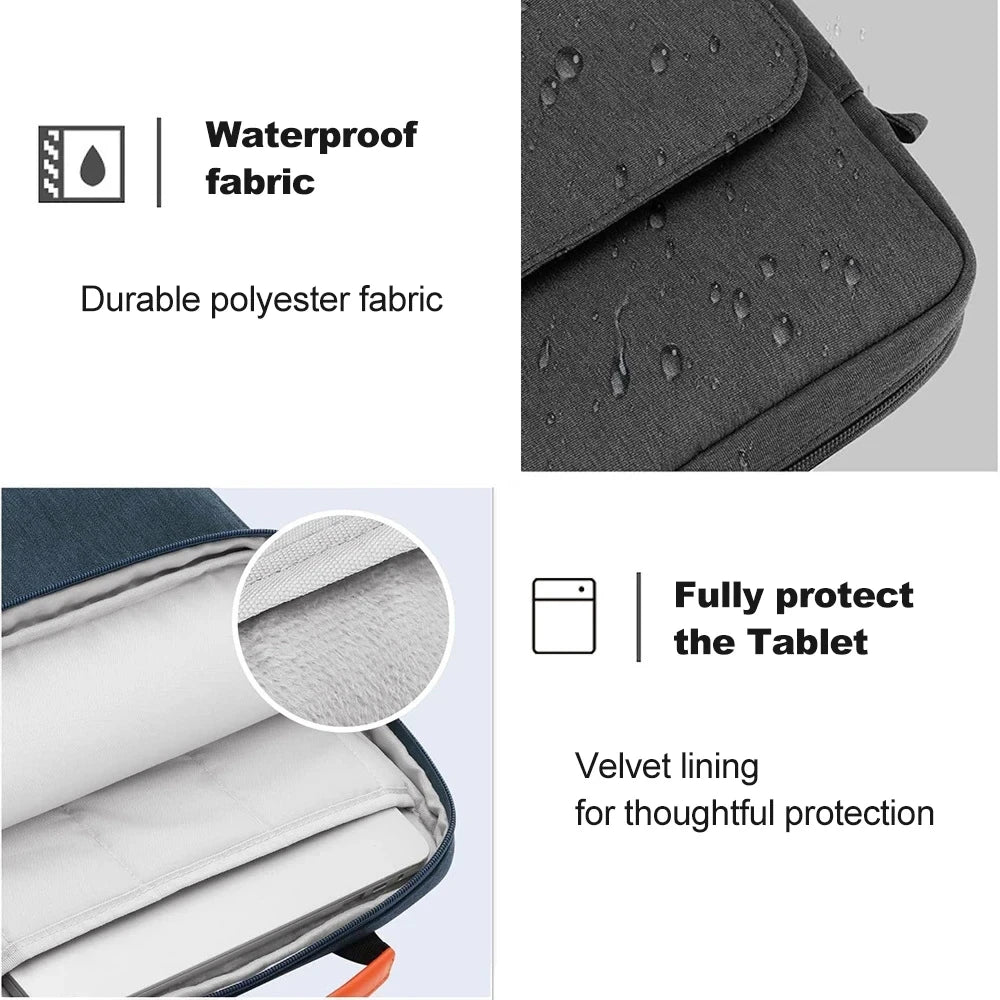 Laptop Sleeve Bag with Shoulder Strap and Handle, Water-Resistant Multi-Pocket Case for 11 and 13 Inch Laptops and 9 to 13 Inch Tablets