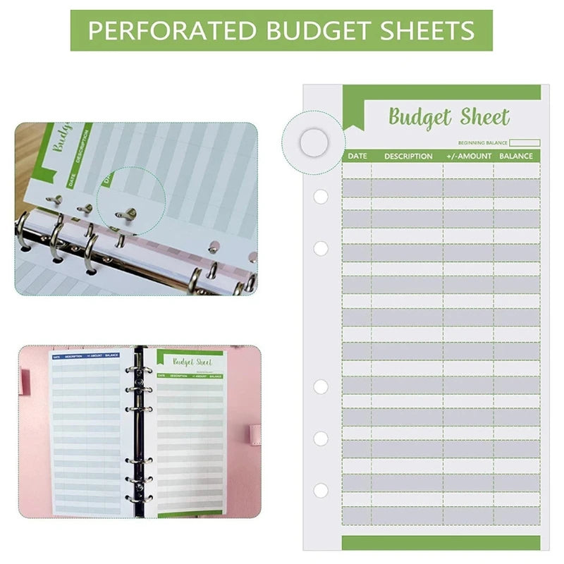 12-Pack Expense Tracker Budget Sheets — Double-Sided Cash Envelope Ledger Inserts