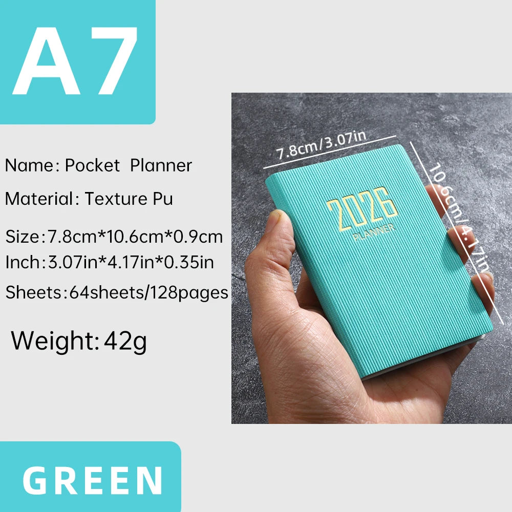 2026 A7 Mini Pocket Planner — Daily & Weekly Schedule Book