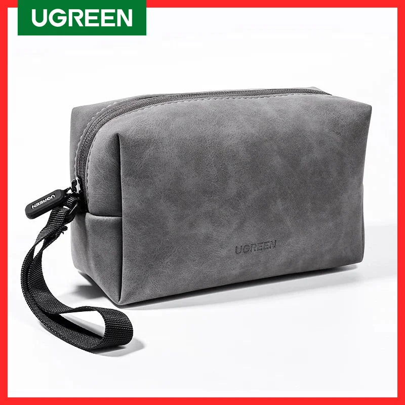 UGREEN Organizer Bag, Leather Tech Storage Case for Headphones, Cables, Chargers and Phone Accessories