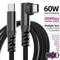 60W USB-C to USB-C Fast-Charging Cable — Braided Data & Charging Cord, 1m–3m