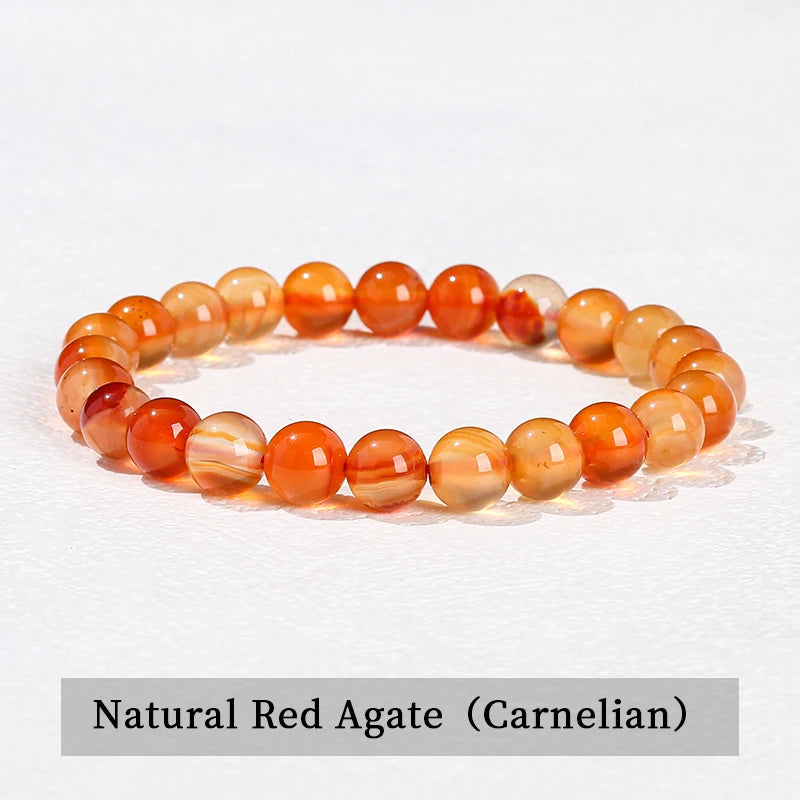 Natural Stone Beads Bracelet — Amethyst, Tiger Eye, Crystal & More