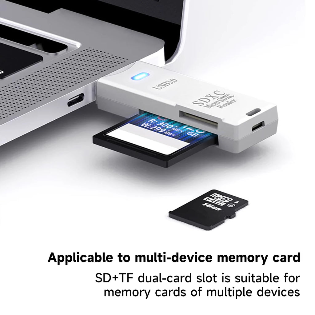 2-in-1 USB 3.0 SD & MicroSD Card Reader — High-Speed USB Adapter