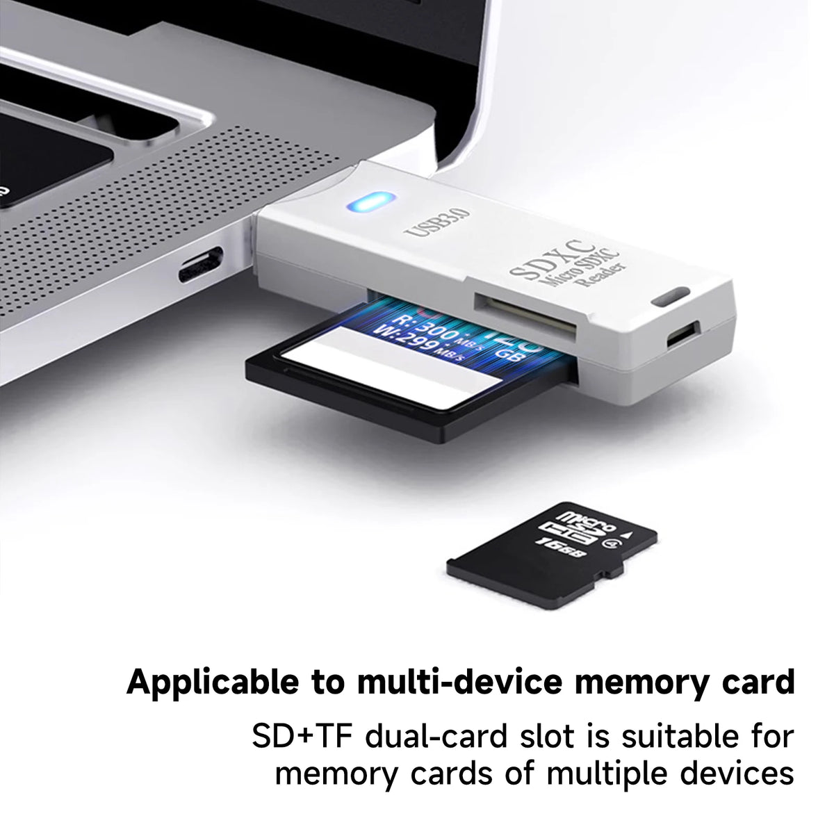 2-in-1 USB 3.0 SD & MicroSD Card Reader — High-Speed USB Adapter