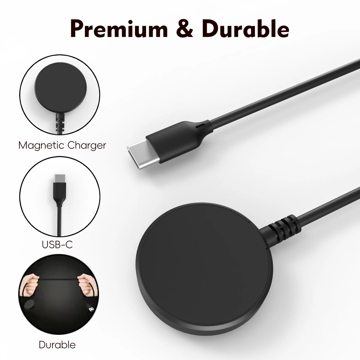 Samsung Galaxy Watch Magnetic Charging Cable — Compatible with Watch 3–8, Ultra, Classic & Active