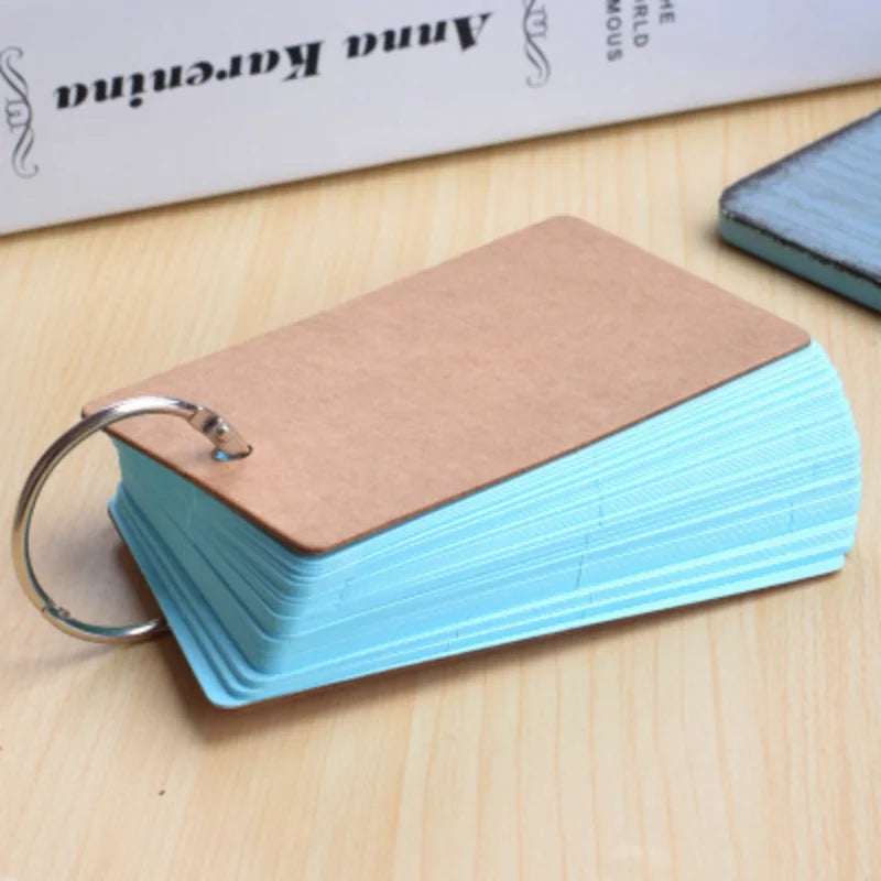 Blank Mini Ring Notepad Flash Cards, 50 Sheets Portable Loose Leaf Memo Pad for Study and Notes