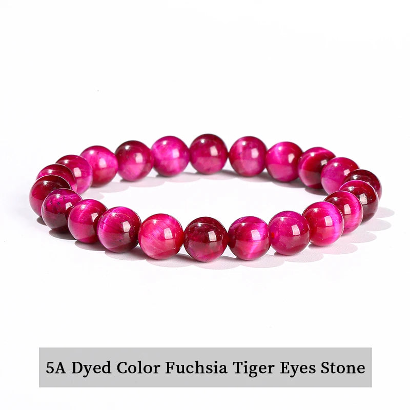 Natural Stone Beads Bracelet — Amethyst, Tiger Eye, Crystal & More