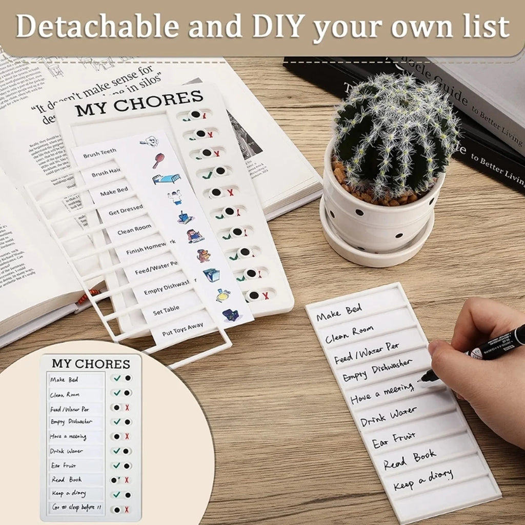 Reusable Chore Chart and Daily Checklist Board, To Do List Task Planner for Kids Responsibility, Routines and Self Discipline