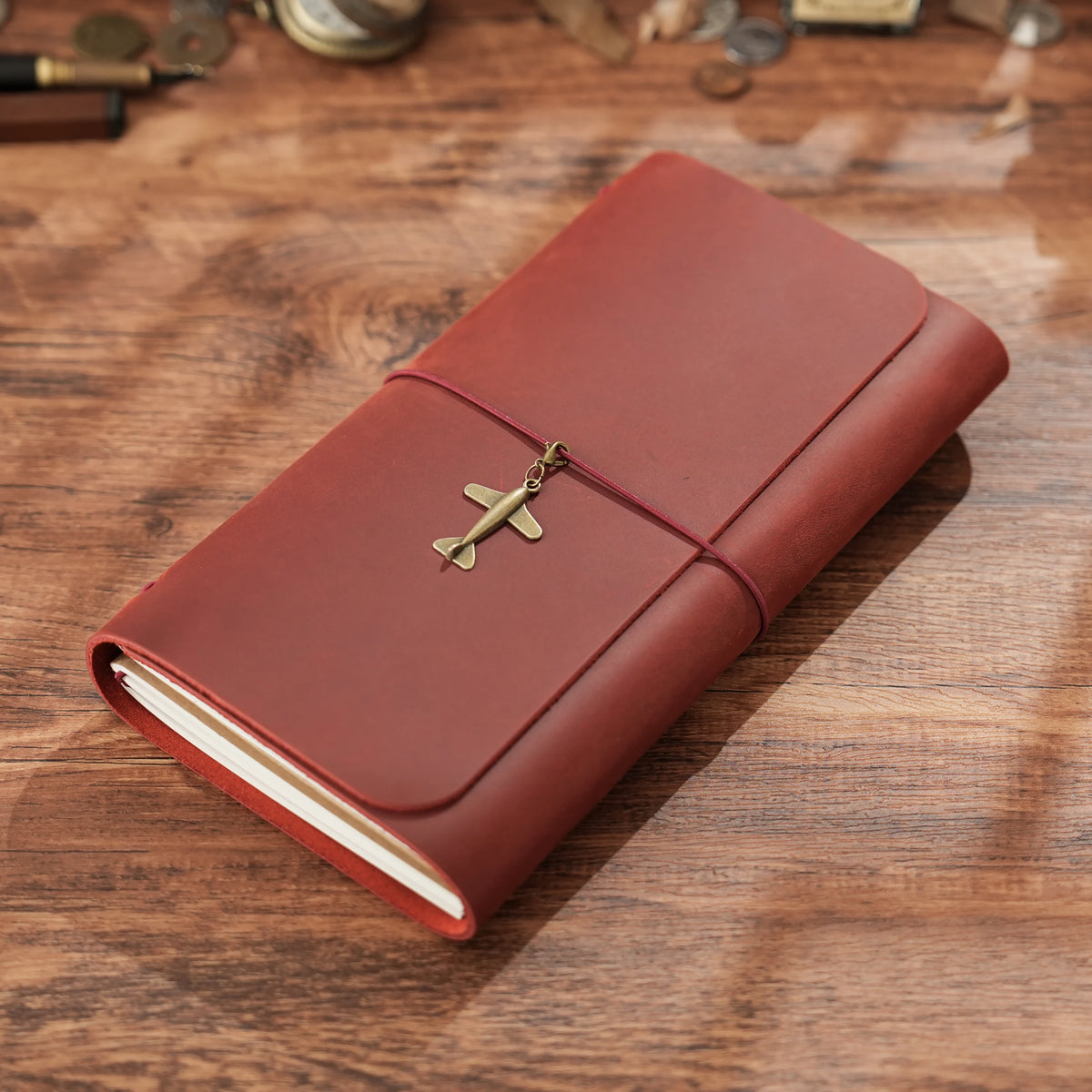 Trifold Leather Journal, Handmade Refillable Travel Journal Notebook