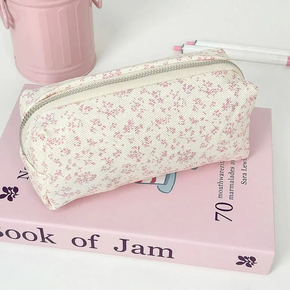 Floral Quilted Pencil Case with Zipper