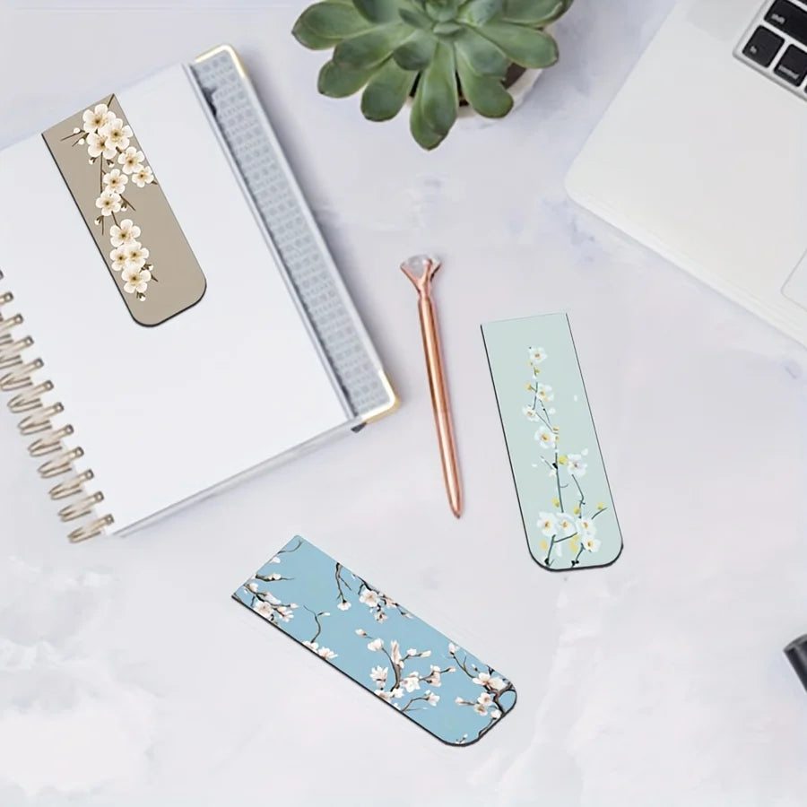 12 Piece Floral Magnetic Bookmarks Set, Cute Page Markers and Book Clips for Readers, Planners and Journals
