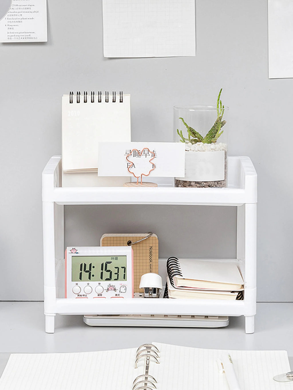Double Layer Desktop Storage Rack & Desk Organizer