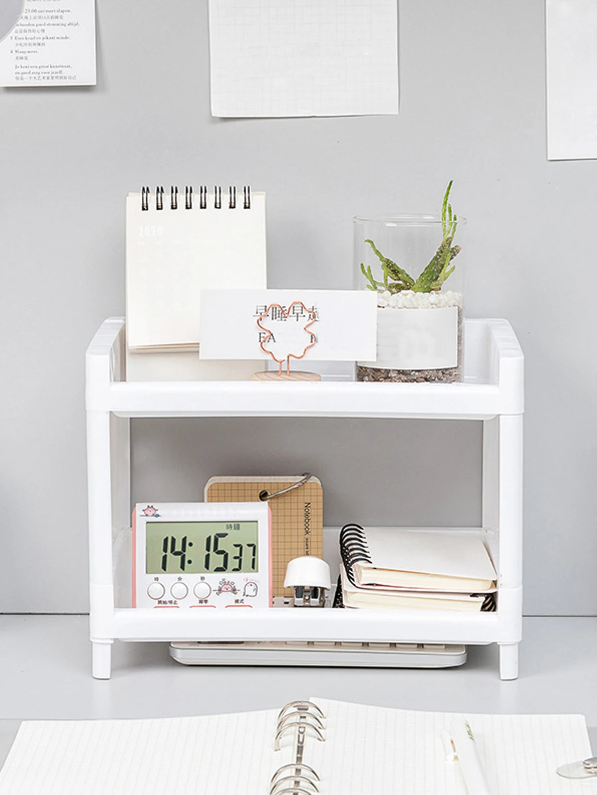 Double Layer Desktop Storage Rack & Desk Organizer
