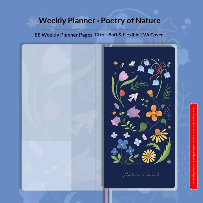 Undated Weekly Planner Book with Illustrated Cover Designs, Daily Schedule Organizer Notebook with Optional Planner Cover