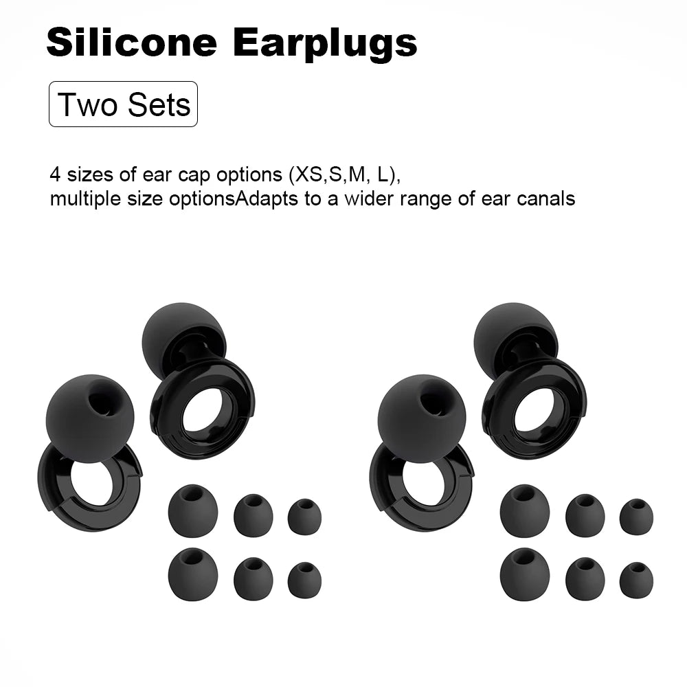 Quiet Ear Plugs for Noise Reduction — Soft Reusable Hearing Protection for Sleep, Swim & Work, 8 Tips in XS/S/M/L