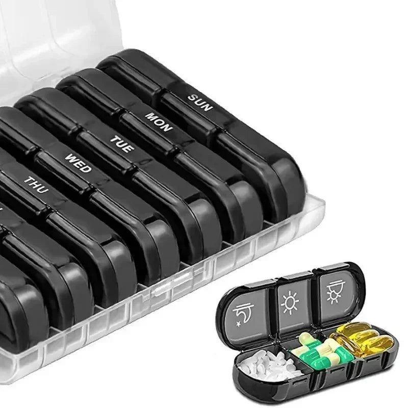 7 Day Pill Organizer 3 Times a Day with 21 Large Compartments for Vitamins, Medicine and Fish Oil, Portable Travel Case