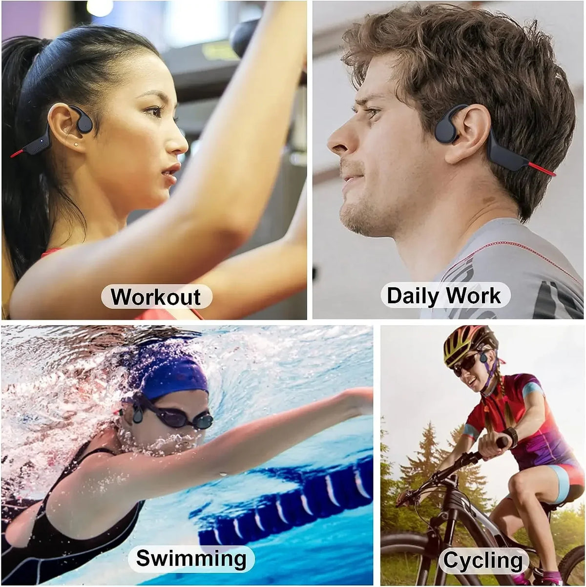 Wireless Bone Conduction Bluetooth Headphones — Open-Ear Sport Design, IPX8 Waterproof, 32GB MP3 Player