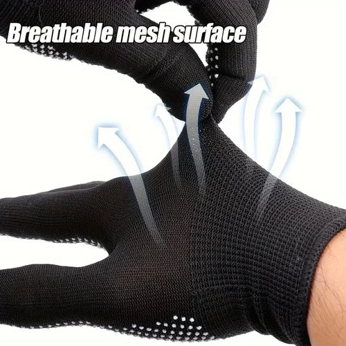 10-Pack Breathable Nylon Work Gloves — Unisex Non-Slip Gloves for Cycling, Fishing & Camping