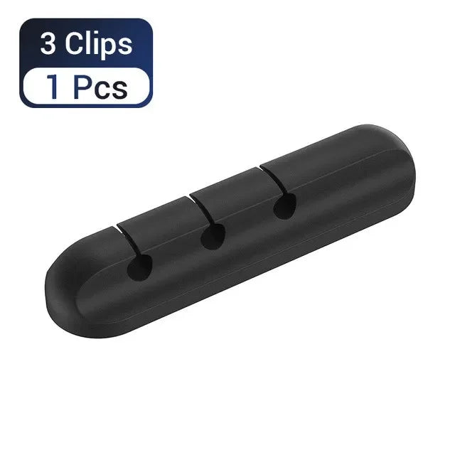 Silicone USB Cable Clip Organizer Self-Adhesive Cord Holder for Desk and Home Office