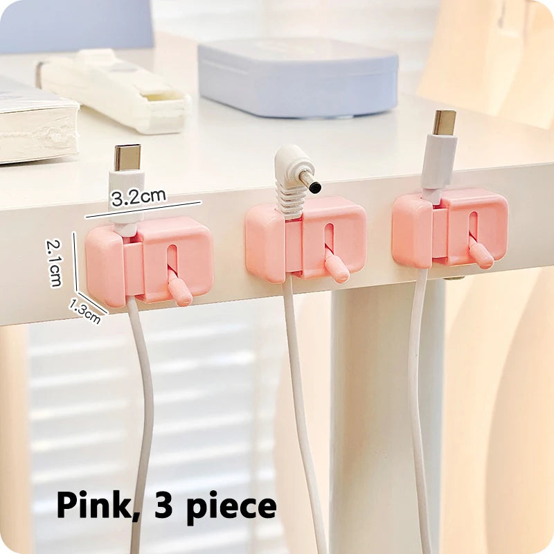 No-Drill Edge-Mounted Cord Organizer For Charging Cables And Data Wires.