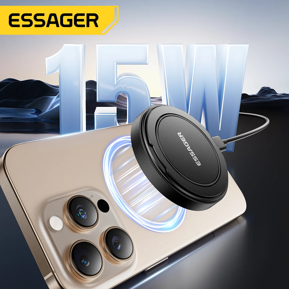 15W Magnetic Wireless Charger with Holder — Fast Charging Pad for iPhone & AirPods