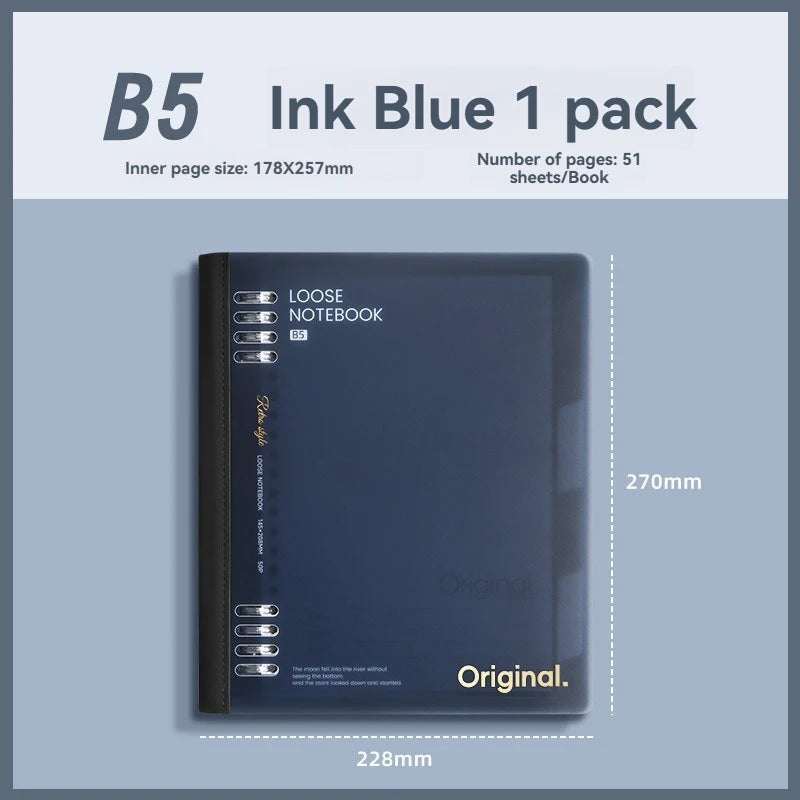 A5/B5 Loose-Leaf Notebook — 46 Sheets, Soft Spine & Detachable Pages