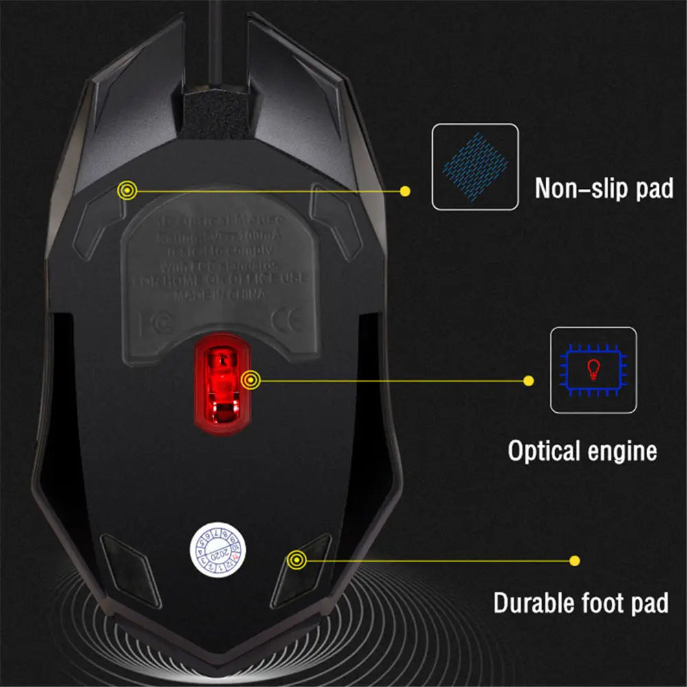 LED Luminous Backlit USB Wired Gaming Mouse with Stable Handling and Optical Tracking