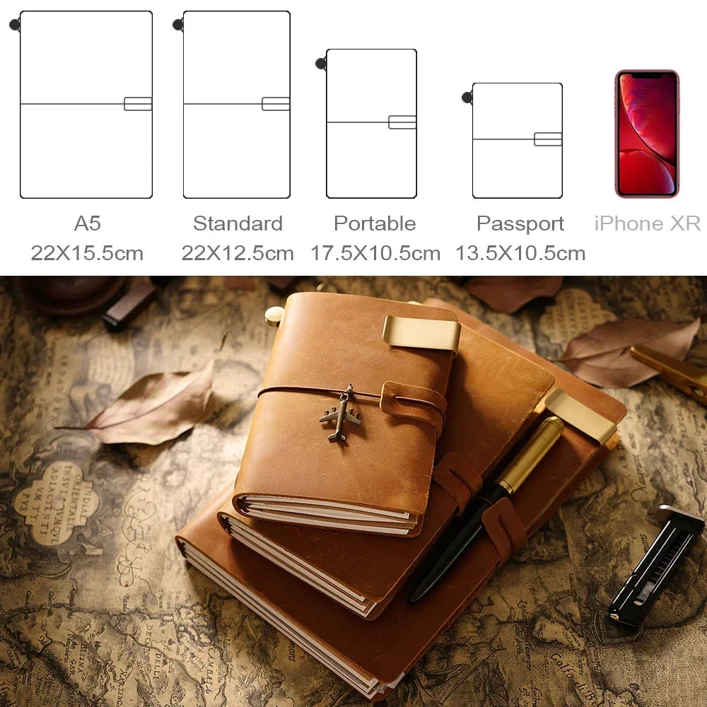 Genuine Leather Traveler’s Notebook with Refillable Inserts