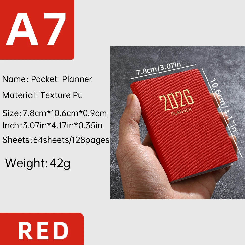 2026 A7 Mini Pocket Planner — Daily & Weekly Schedule Book
