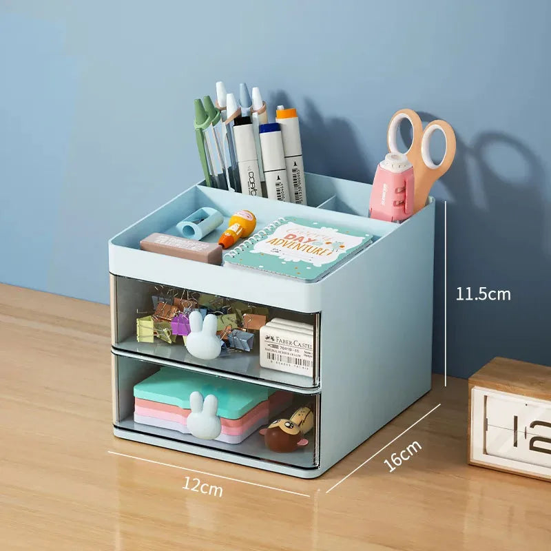 Small Desk Organizer with Drawers for Pens, Pencils, Phone, Business Cards and Stationery