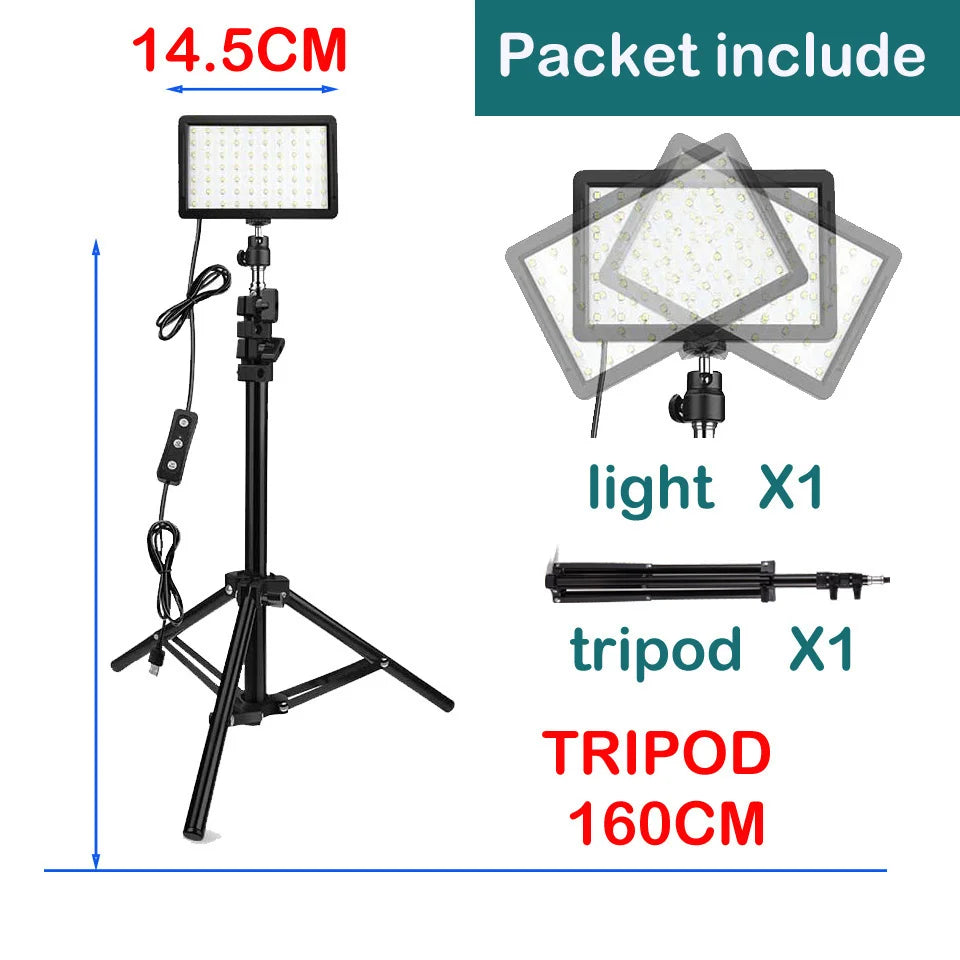 LED Video Light Photography Lighting Kit with Tripod Stand and 4 Color RGB Filters for Streaming, Filming and Content Creation